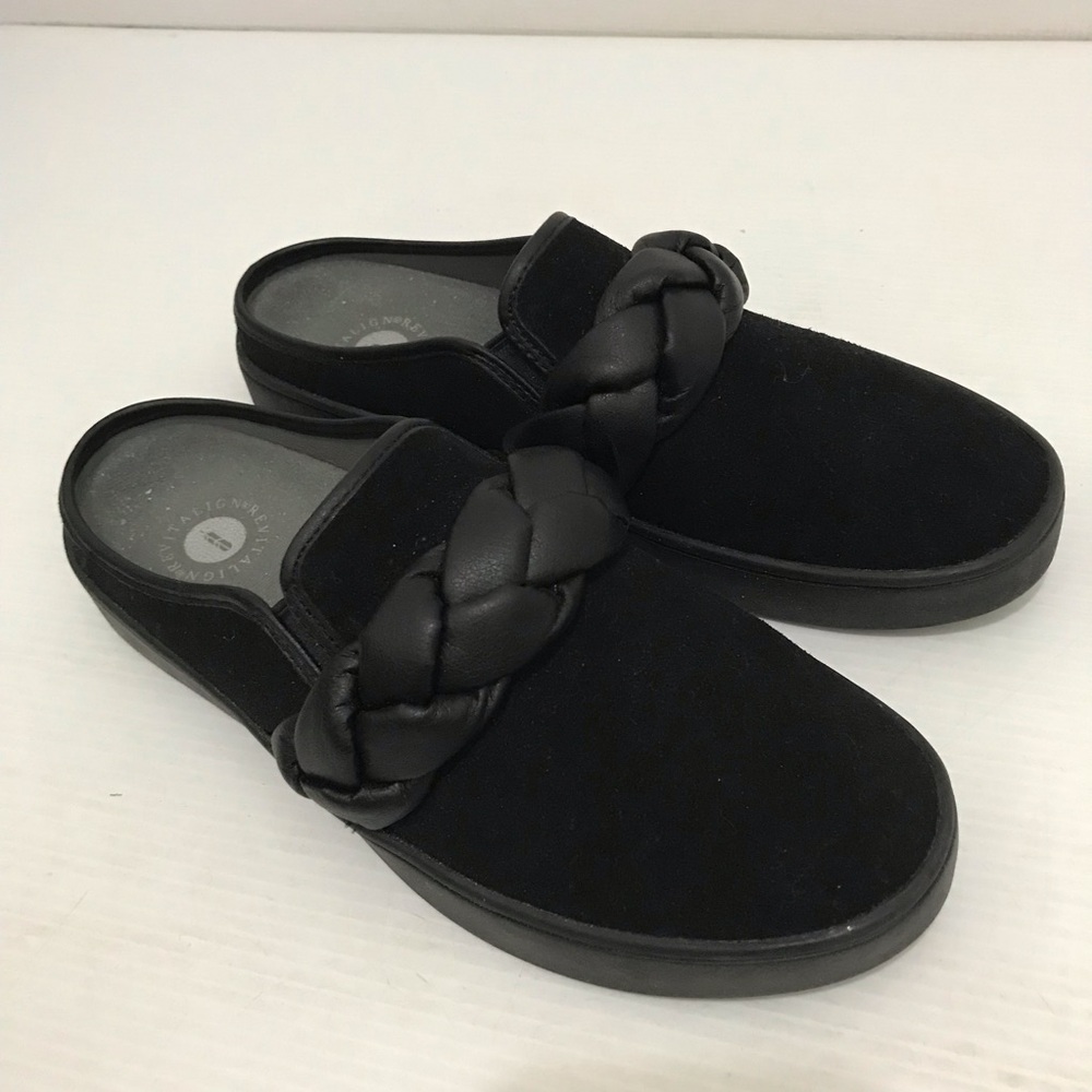 Revitalign Barbados Hanna Braid Suede Navy Women's Orthotic Mules Size 9B